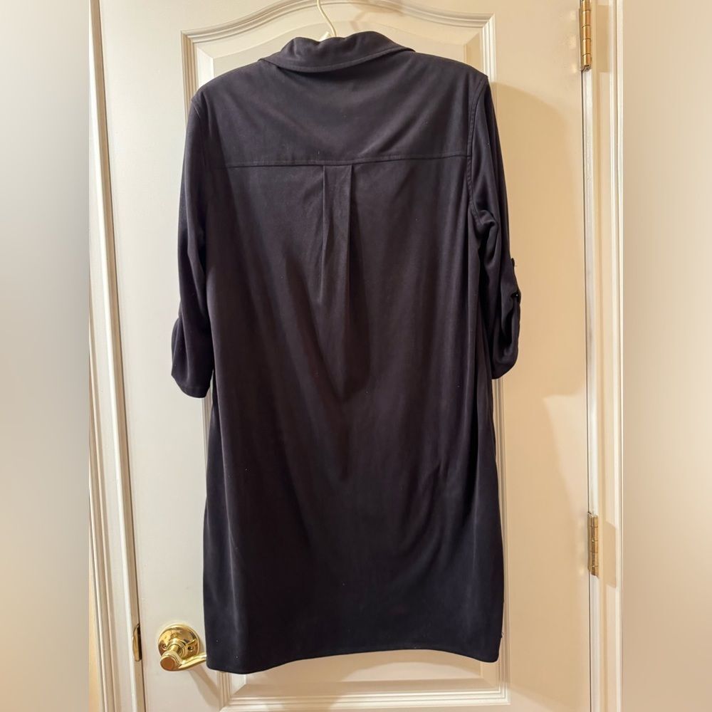 Women Navy Dress With Roll-Tab Sleeves Size Med - Picture 4 of 9
